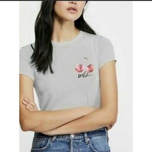 NWT Free People Embroidered Wild Cherry `Grey Top